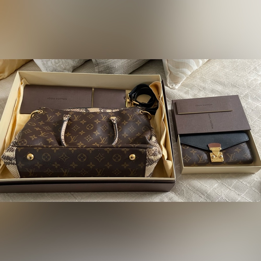 Authentic Louis Vuitton Pallas bag with python trim and co-ord wallet